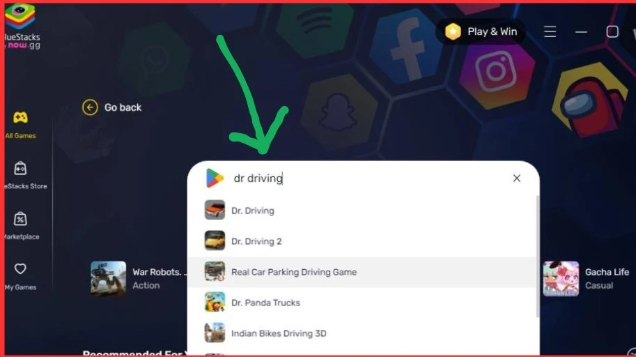 type dr driving in the search bar of playstore