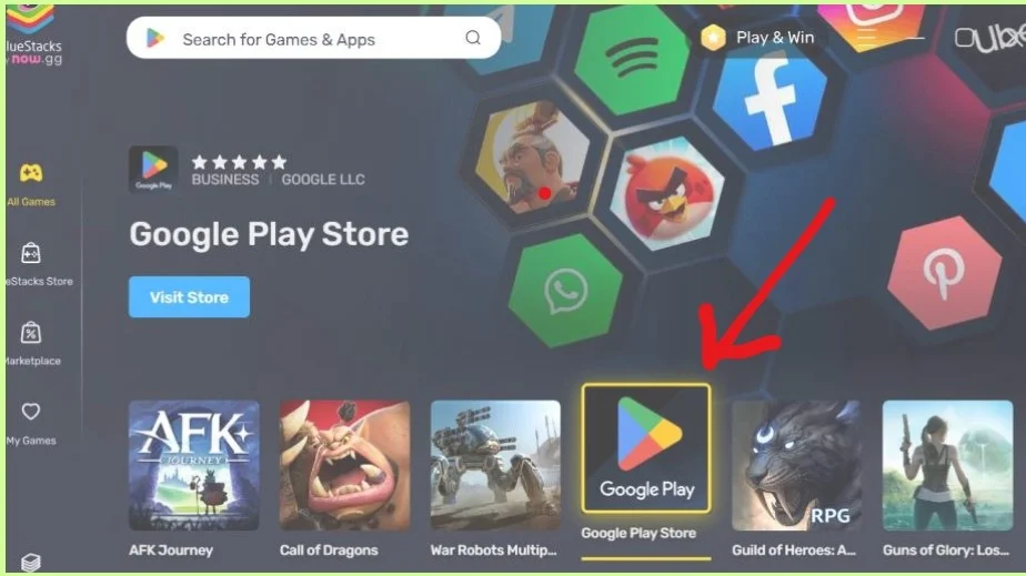 click on the Playstore within the Bluestacks 