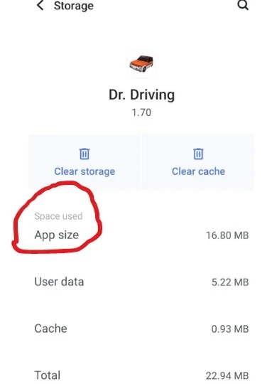 App Size to download dr driving Apk