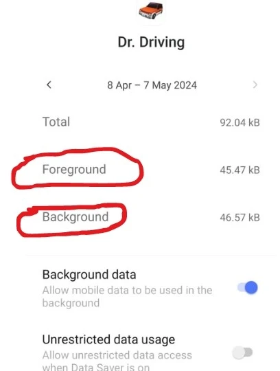 Backup foreground and background data in Dr Driving APK.