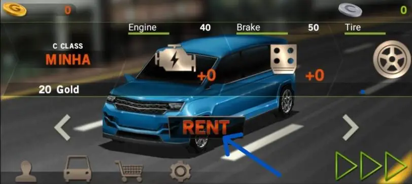 tap on rent in dr driving game