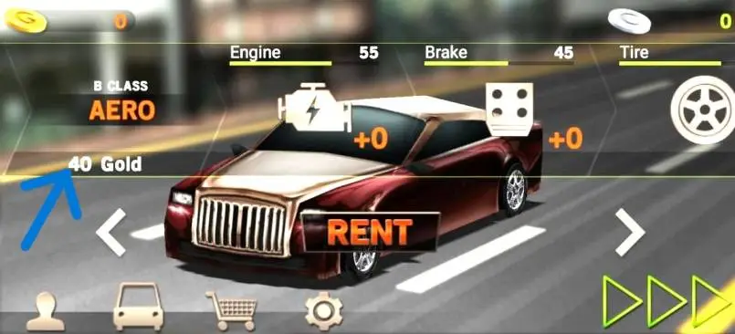 Check the rent Amount in dr driving game.